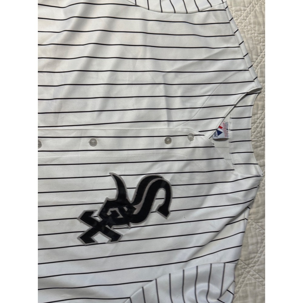 Majestic Chicago white Sox Jersey Mens XL Konerko 2005 World Series Pinstripe - Picture 4 of 15